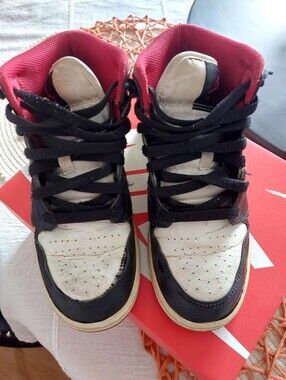 Jordan Kids Black White Red High-Top Sneakers